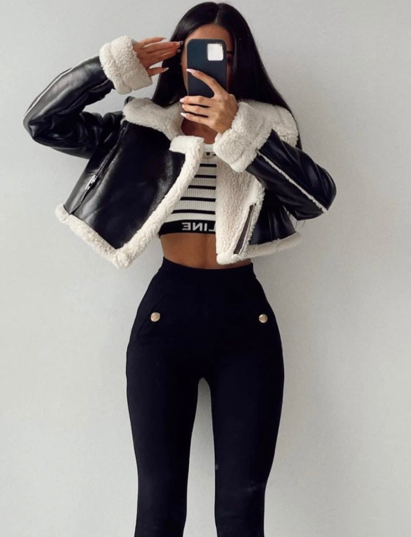 Wool Faux Leather Jacket