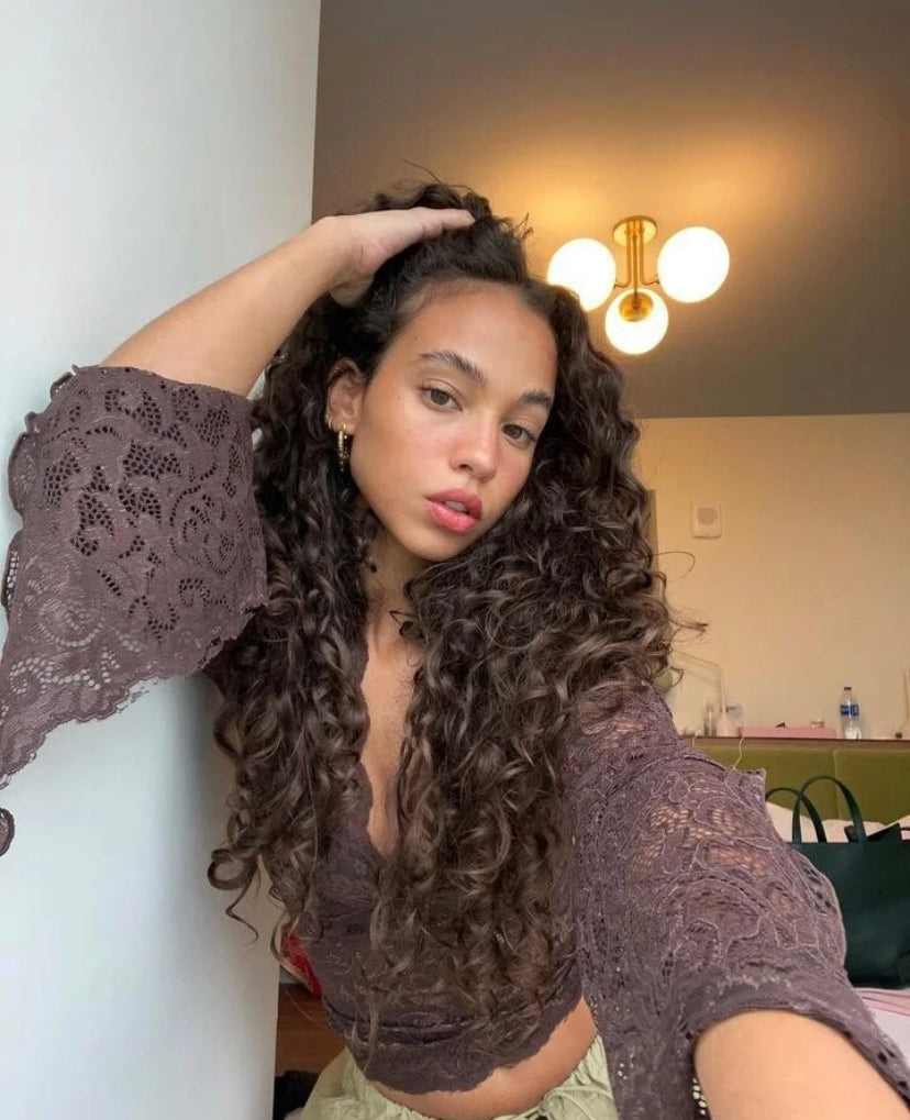 Lace Mesh Long Sleeve Top