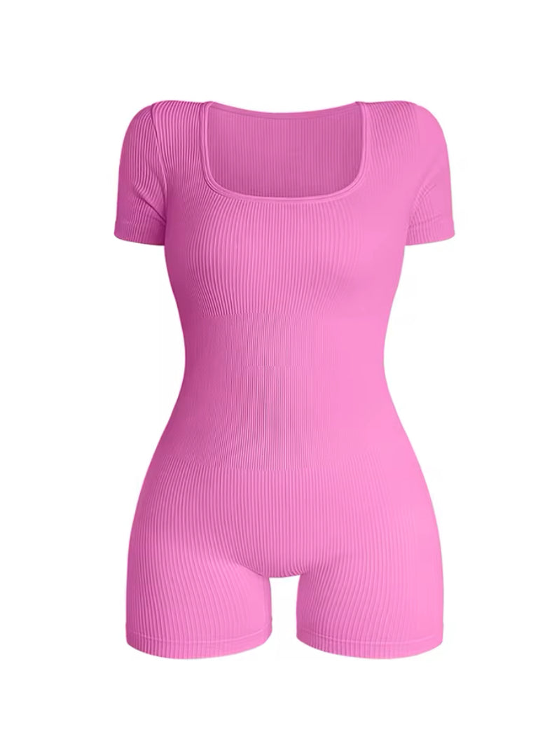 Ribbed Fitted Slimming Romper