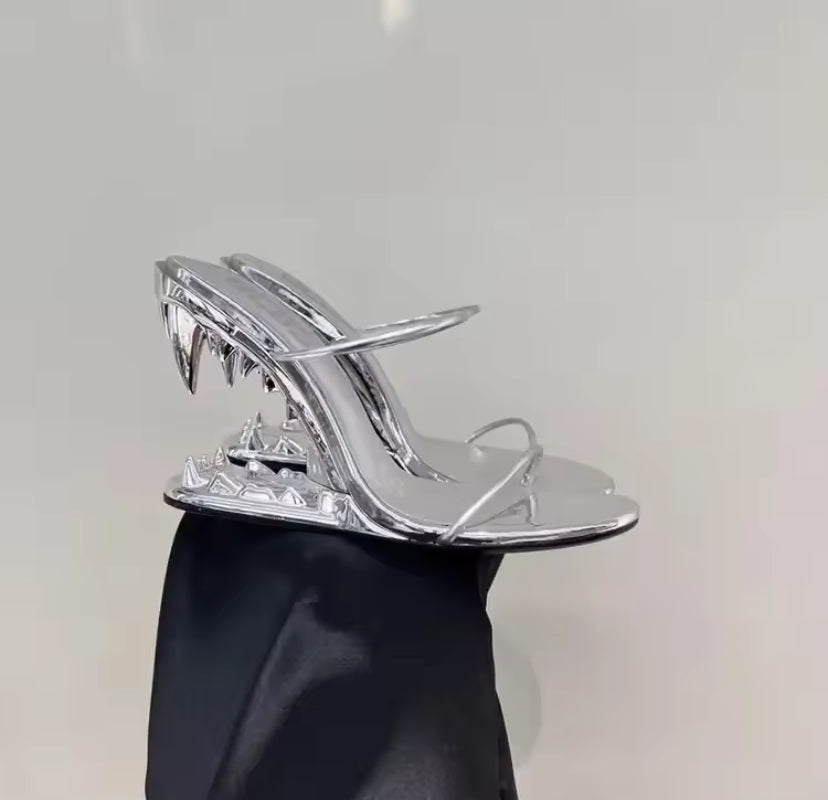 Vampire Teeth Metallic Heels