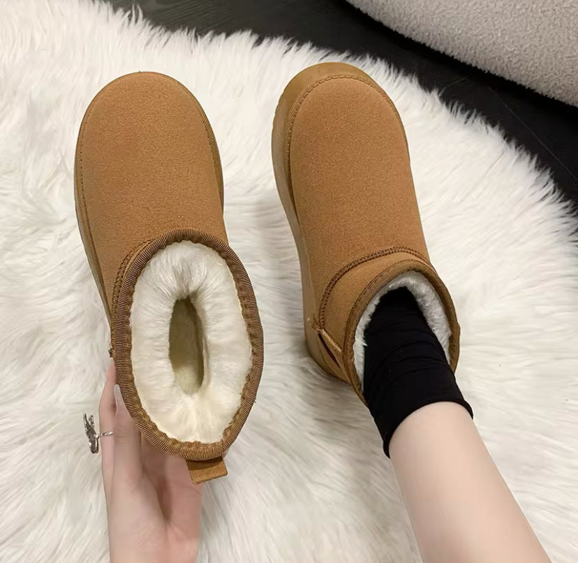 Fur Lined Winter Suede Ankle Boots