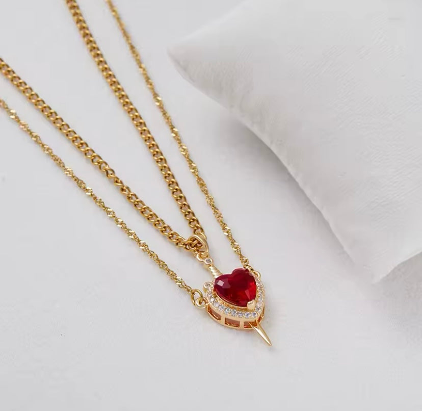 Heart & Sword Necklace Set