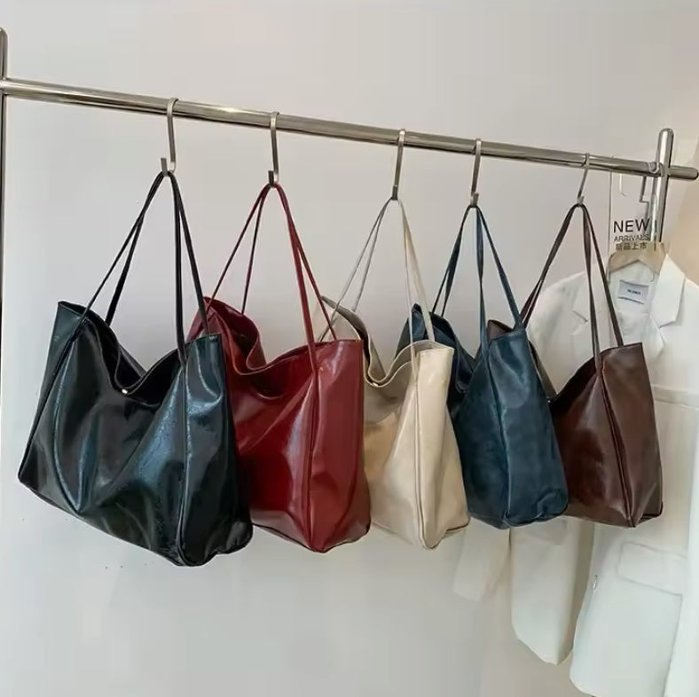 Large Faux Leather Tote Bag