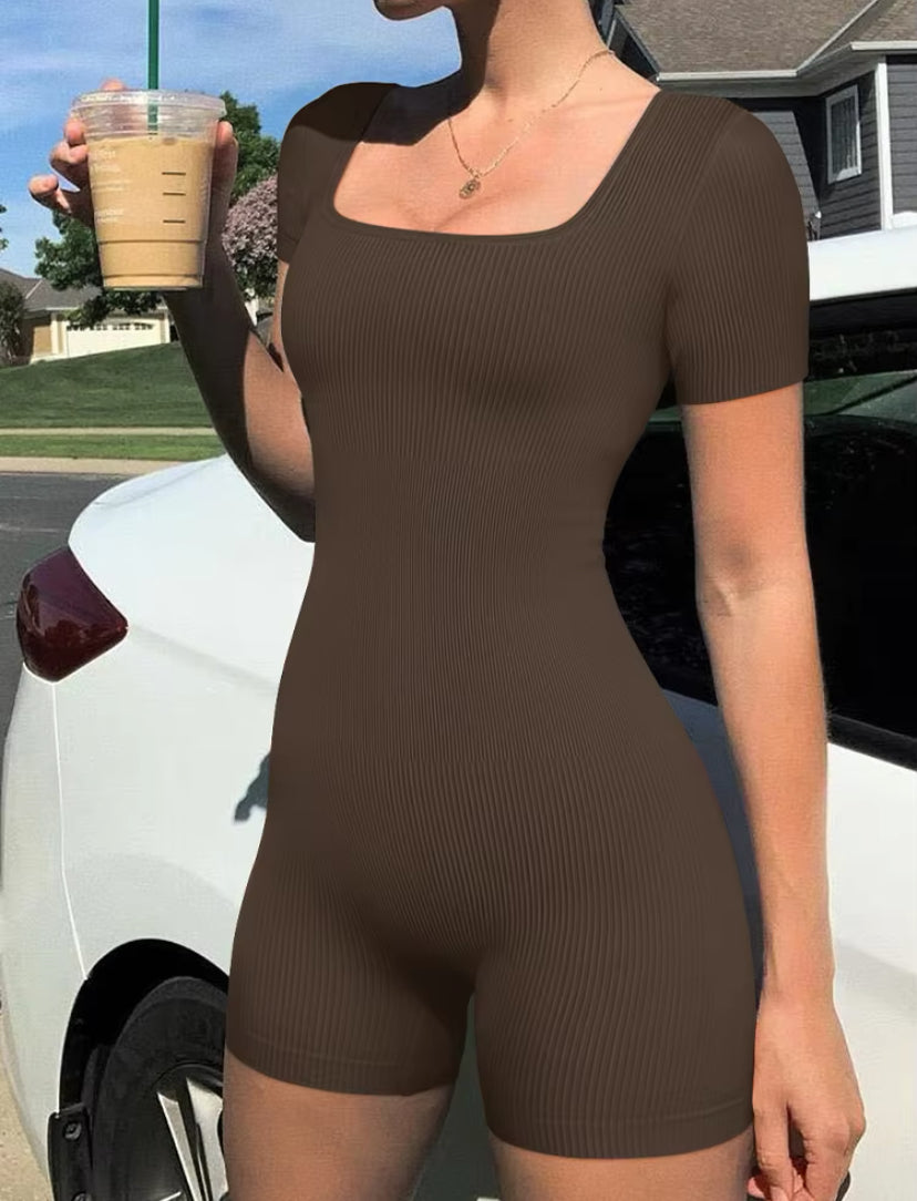 Ribbed Fitted Slimming Romper