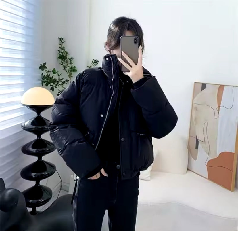 Collared Zip Up Puffer Jacket