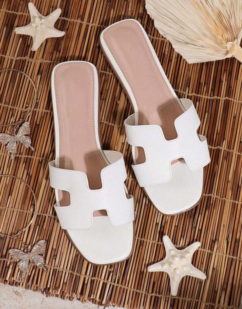 Open Toe Sliders Slip On Flat Shoes