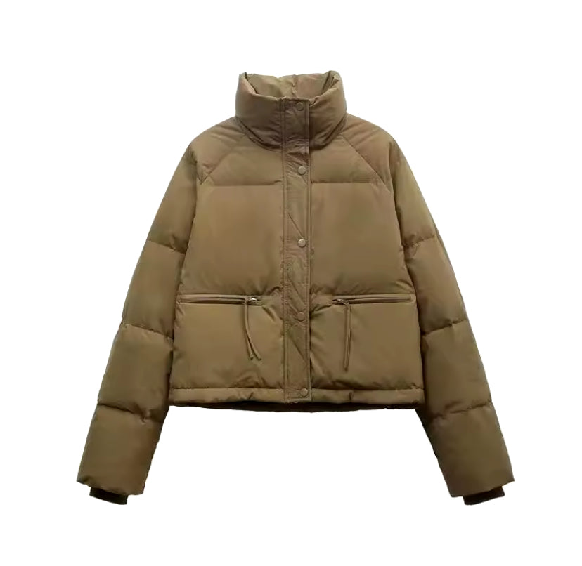 Collared Zip Up Puffer Jacket