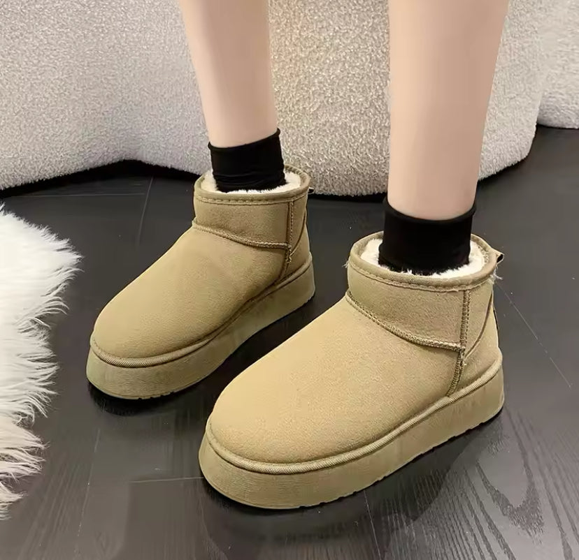 Fur Lined Winter Suede Ankle Boots