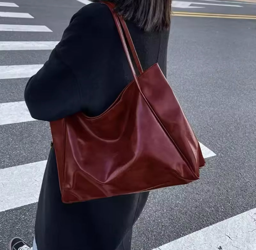 Large Faux Leather Tote Bag