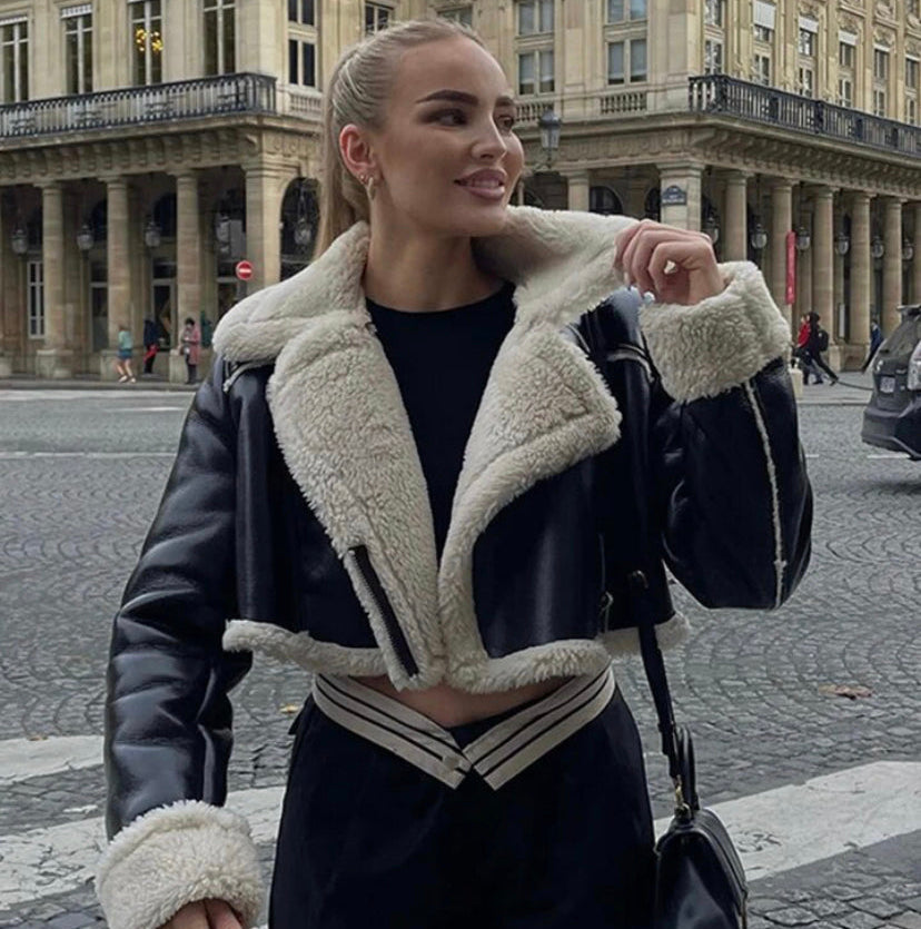 Wool Faux Leather Jacket