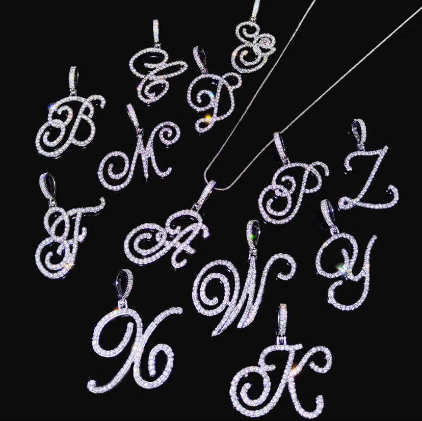 Cursive Letter Initial Pendant Necklace