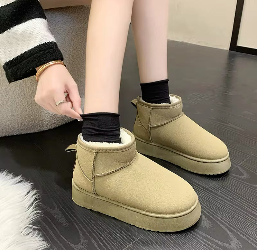 Fur Lined Winter Suede Ankle Boots
