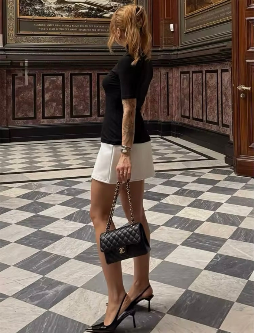 Black and White Bodycon Mini Dress