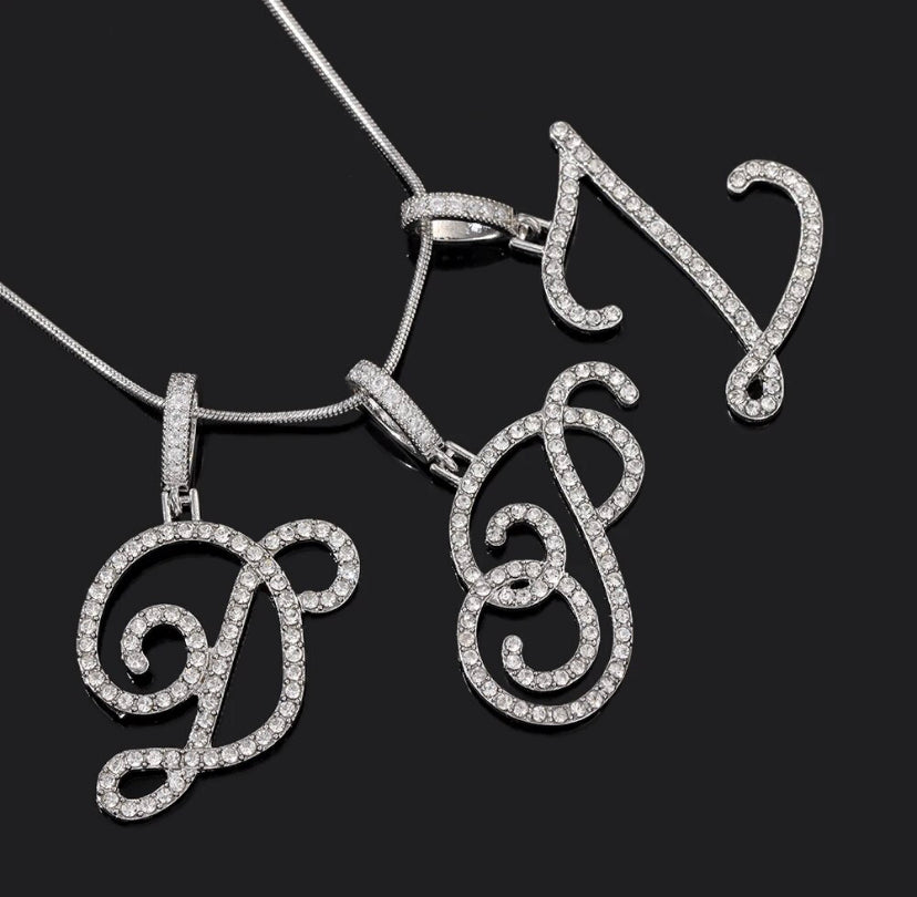 Cursive Letter Initial Pendant Necklace