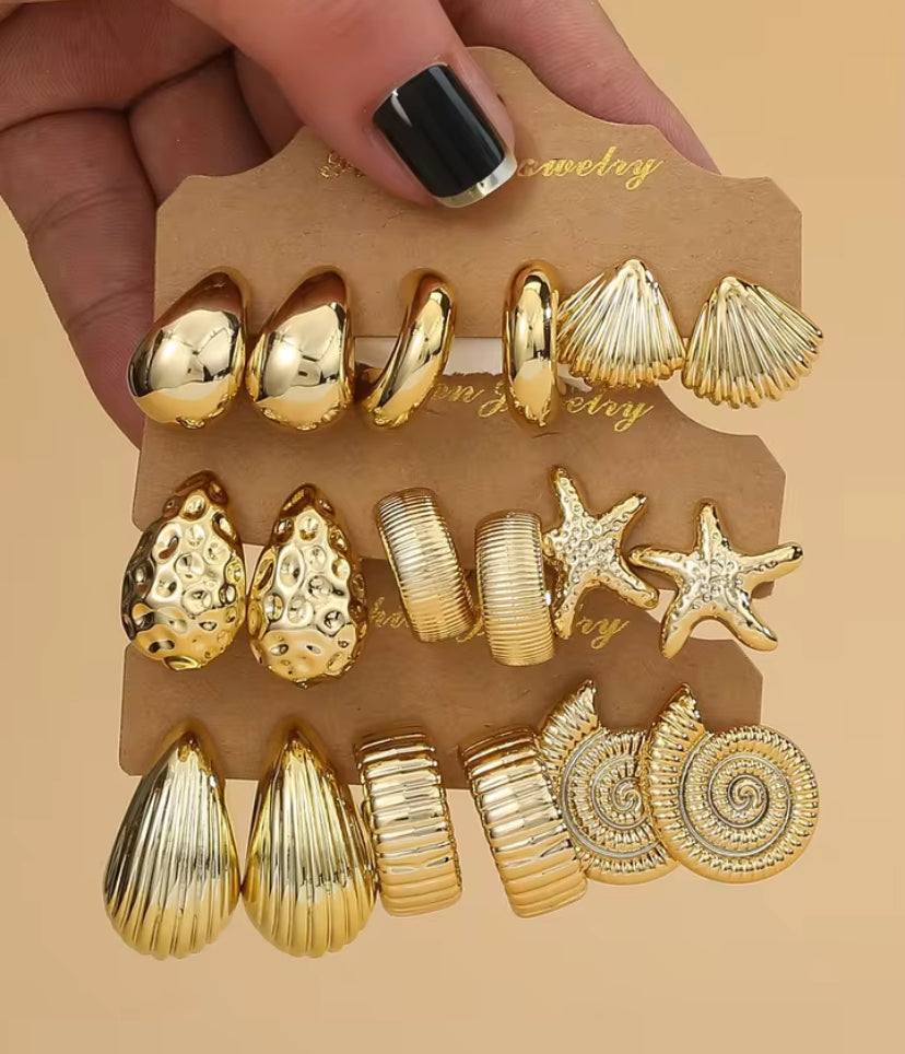 Gold Summer Earrings Set