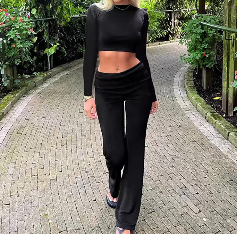 Folded Waist Fitted Loungewear Set