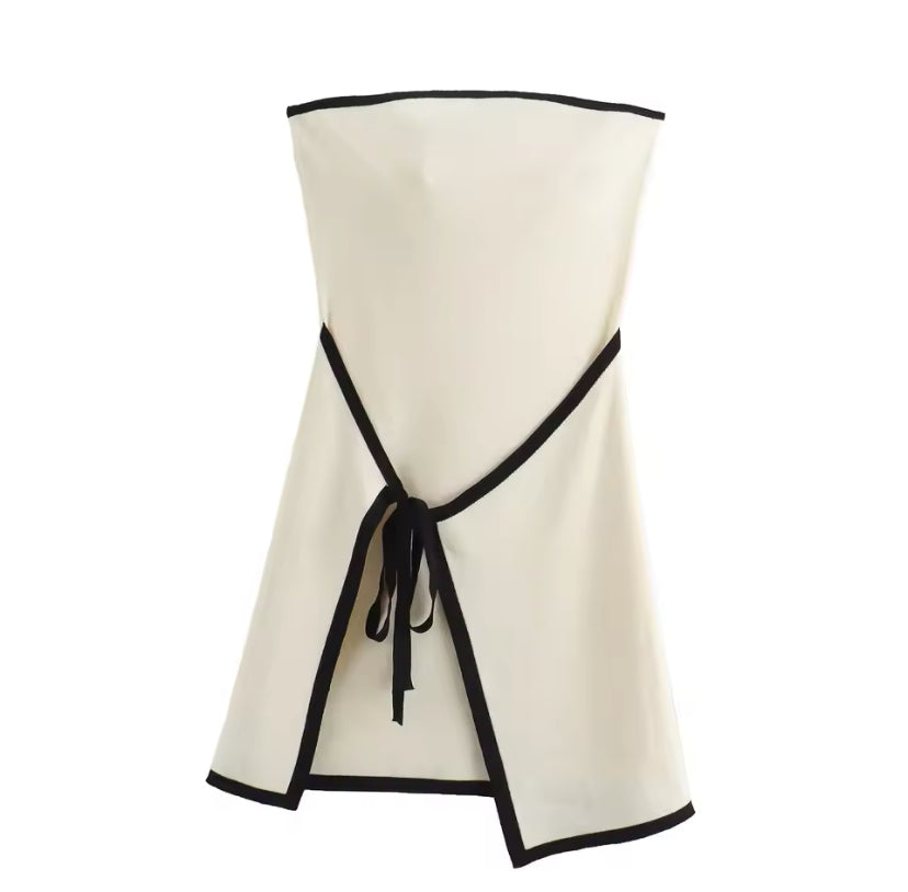 Tie Up Wrap Around Bodycon Bandeau Mini Dress