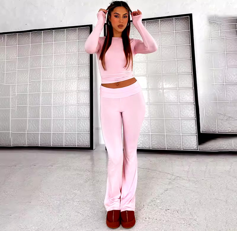 Folded Waist Fitted Loungewear Set