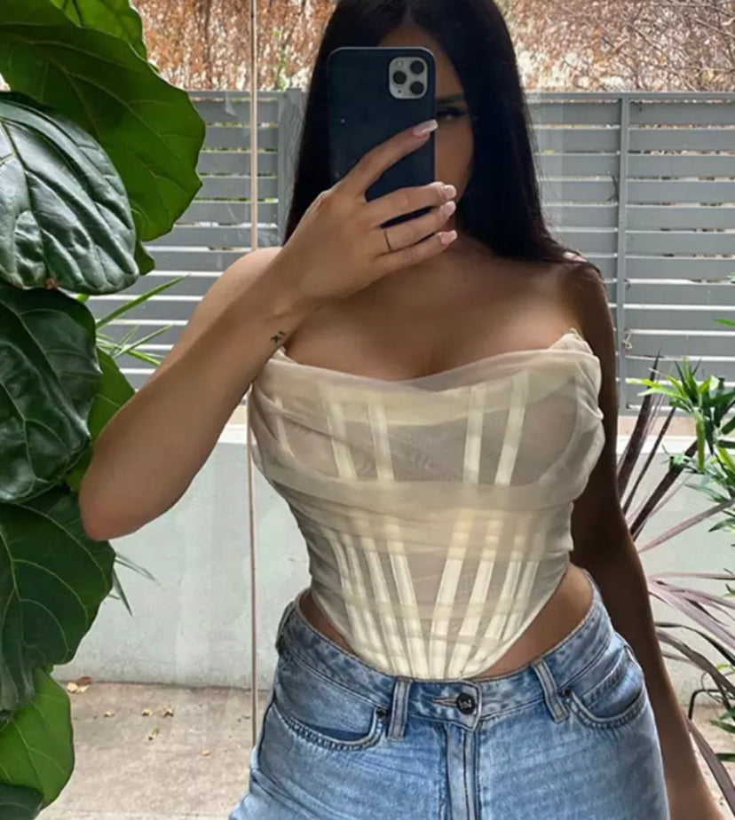 Mesh Corset Sleeveless Top