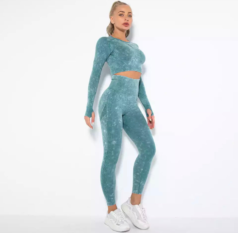 Long Sleeve Tie Dye Gym Set