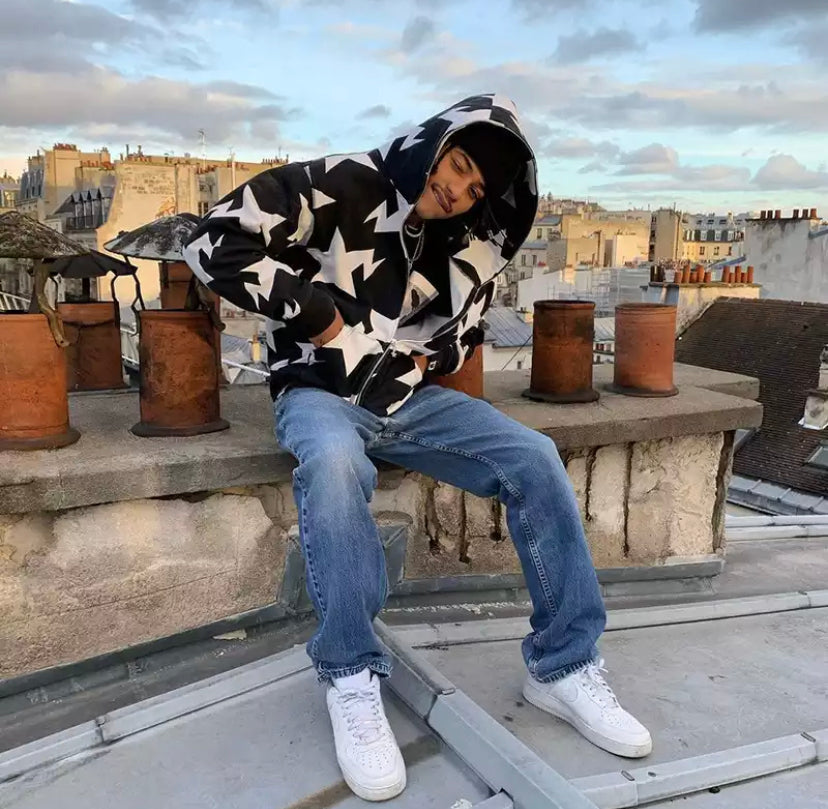 Large Star Print Hoodie