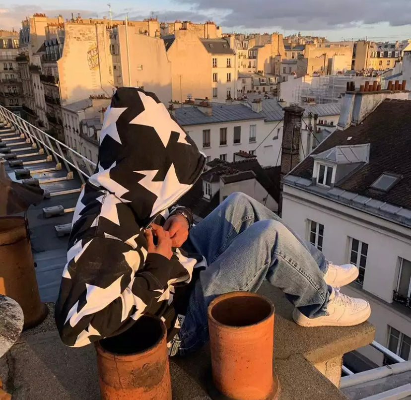 Large Star Print Hoodie
