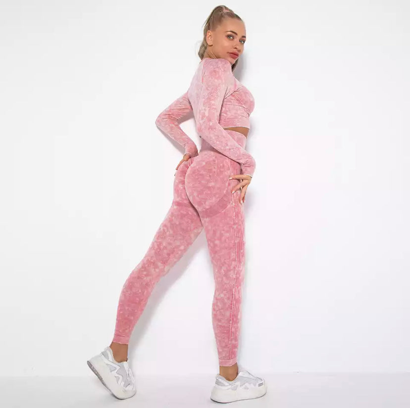 Long Sleeve Tie Dye Gym Set