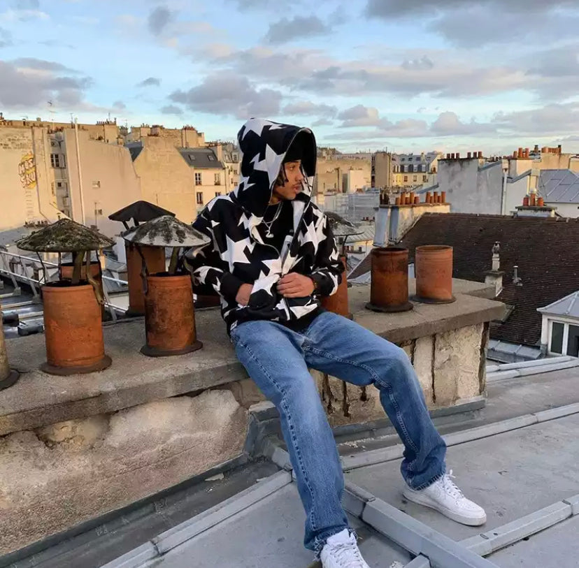Large Star Print Hoodie