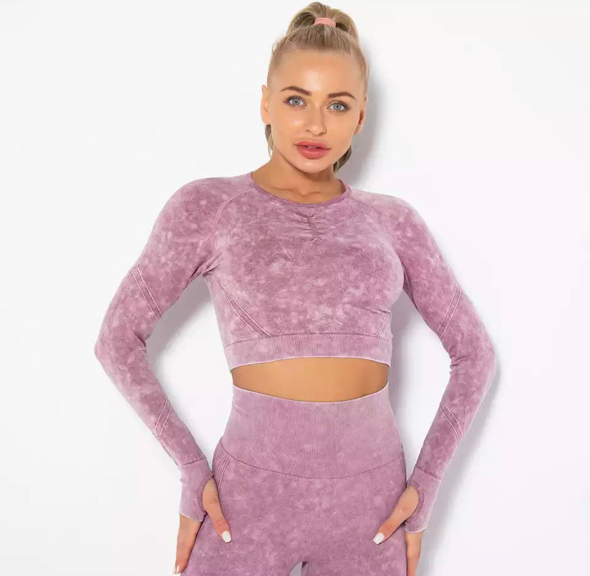 Long Sleeve Tie Dye Gym Set