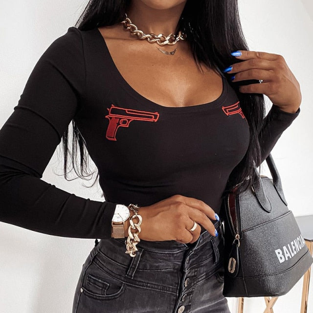 Gun Print Bodysuit