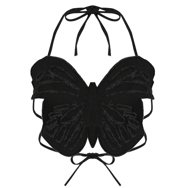 Denim Butterfly Crop Top