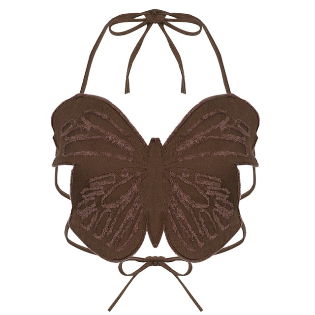 Denim Butterfly Crop Top