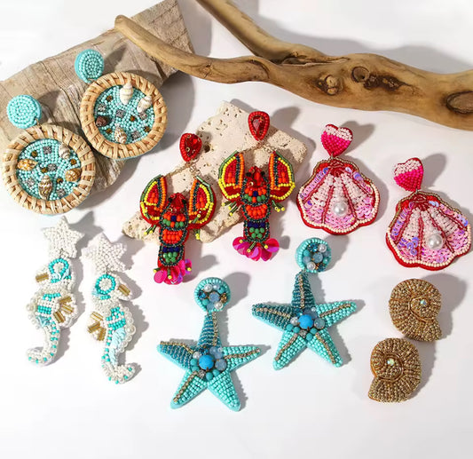 Summer Beach Rhinestone Beaded Earrings