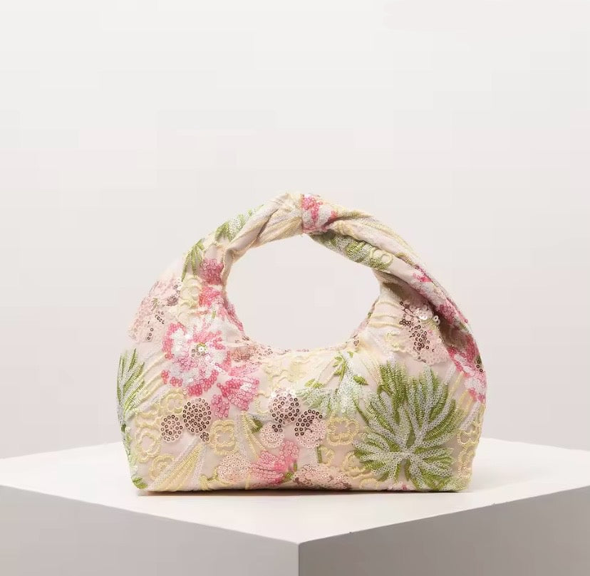Beaded Sequin Floral Handbag