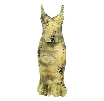 Green Floral Ruffle Co-ord