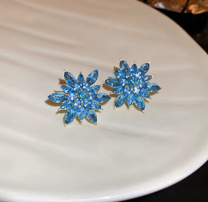 Coloured Crystal Floral Earrings