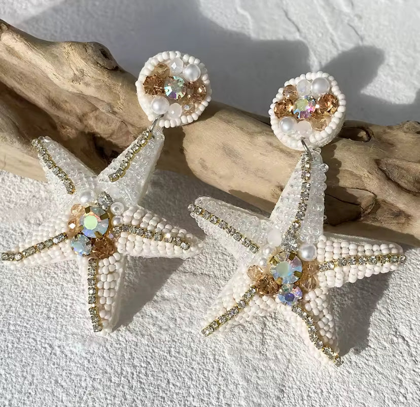Summer Beach Rhinestone Beaded Earrings
