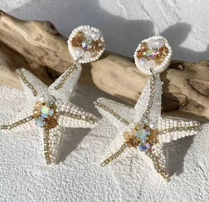 Summer Beach Rhinestone Beaded Earrings