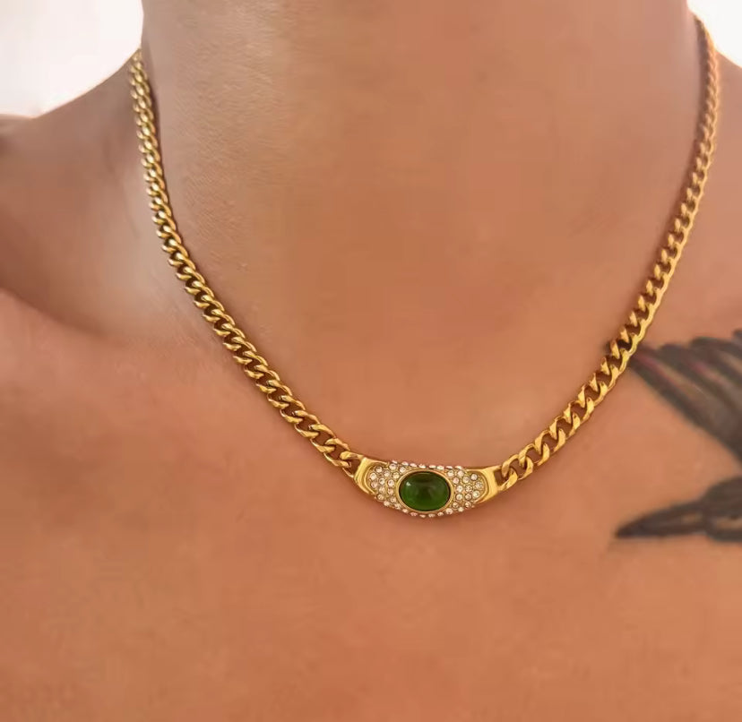 Vintage Oval Jewel Necklace