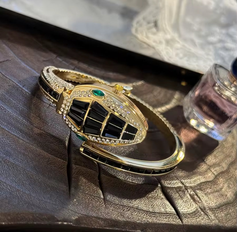 Rhinestone Snake Bangle Watch
