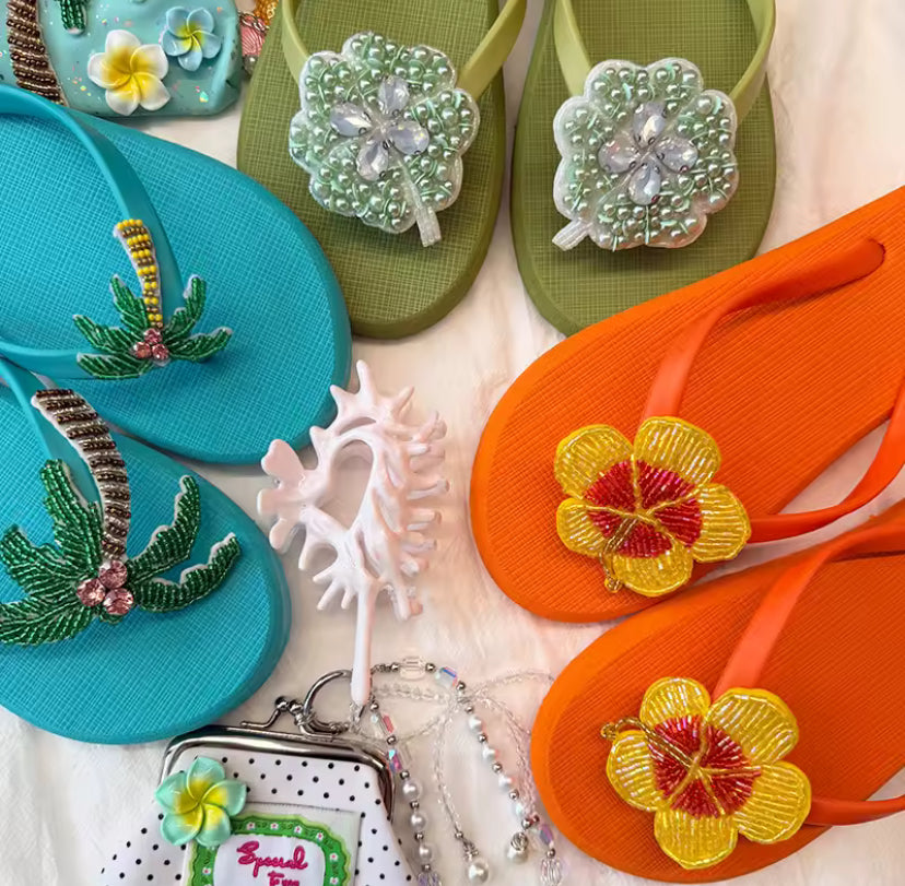 Summer Beaded Flip Flops