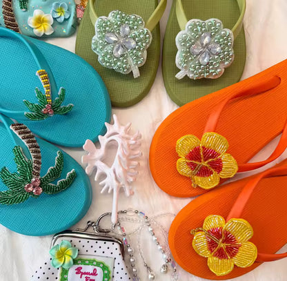 Summer Beaded Flip Flops