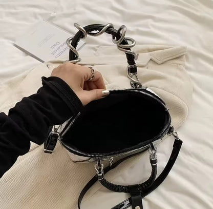 Faux Leather Snake Shoulder Bag