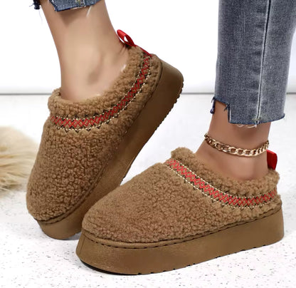 Faux Wool Style Slip On Winter Boots