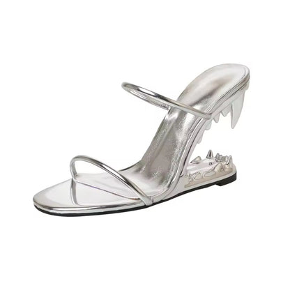 Vampire Teeth Metallic Heels