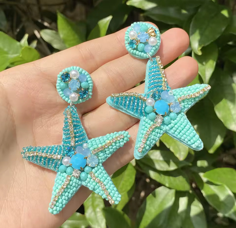 Summer Beach Rhinestone Beaded Earrings