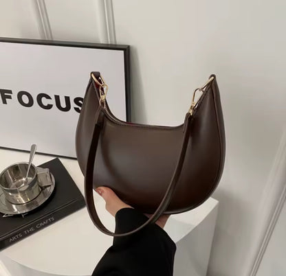 Rounded Matt Faux Leather Shoulder Bag