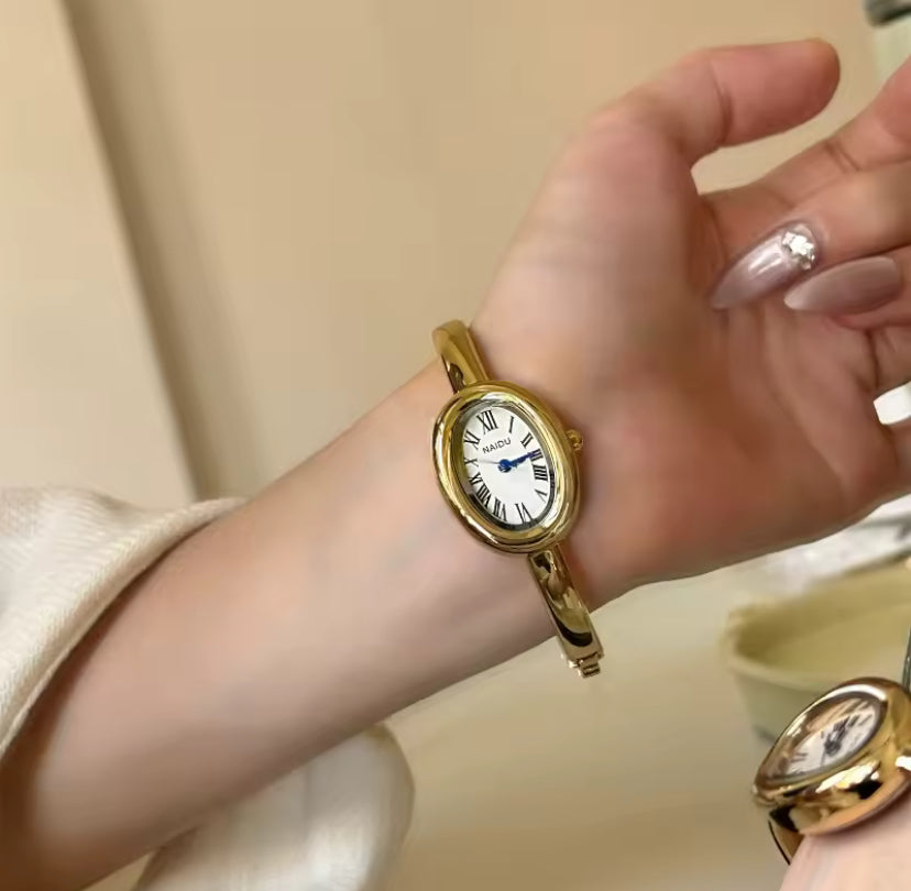 Sleek Oval Bangle Watch