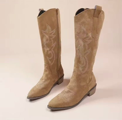 Faux Leather Cowboy Boots