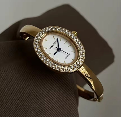 Sleek Oval Bangle Watch